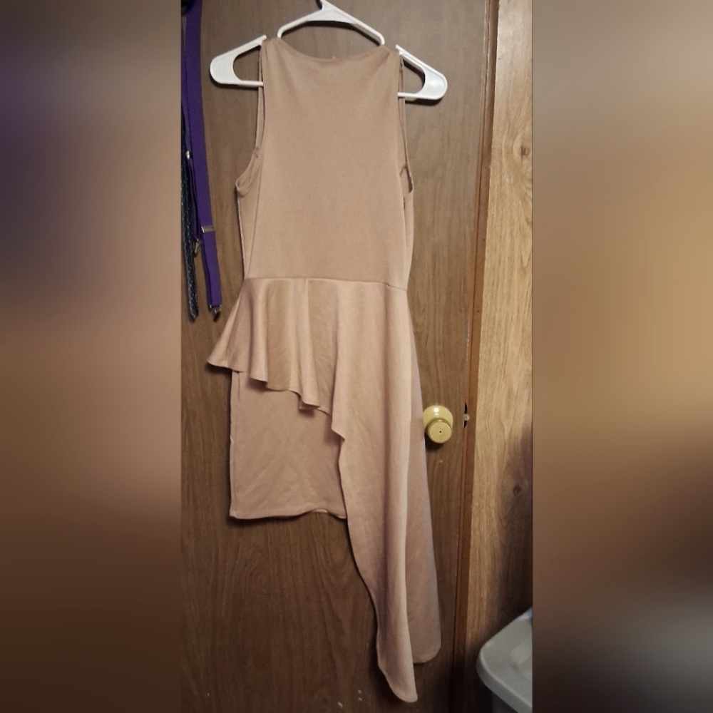 Elegant Tan Asymmetrical Dress
